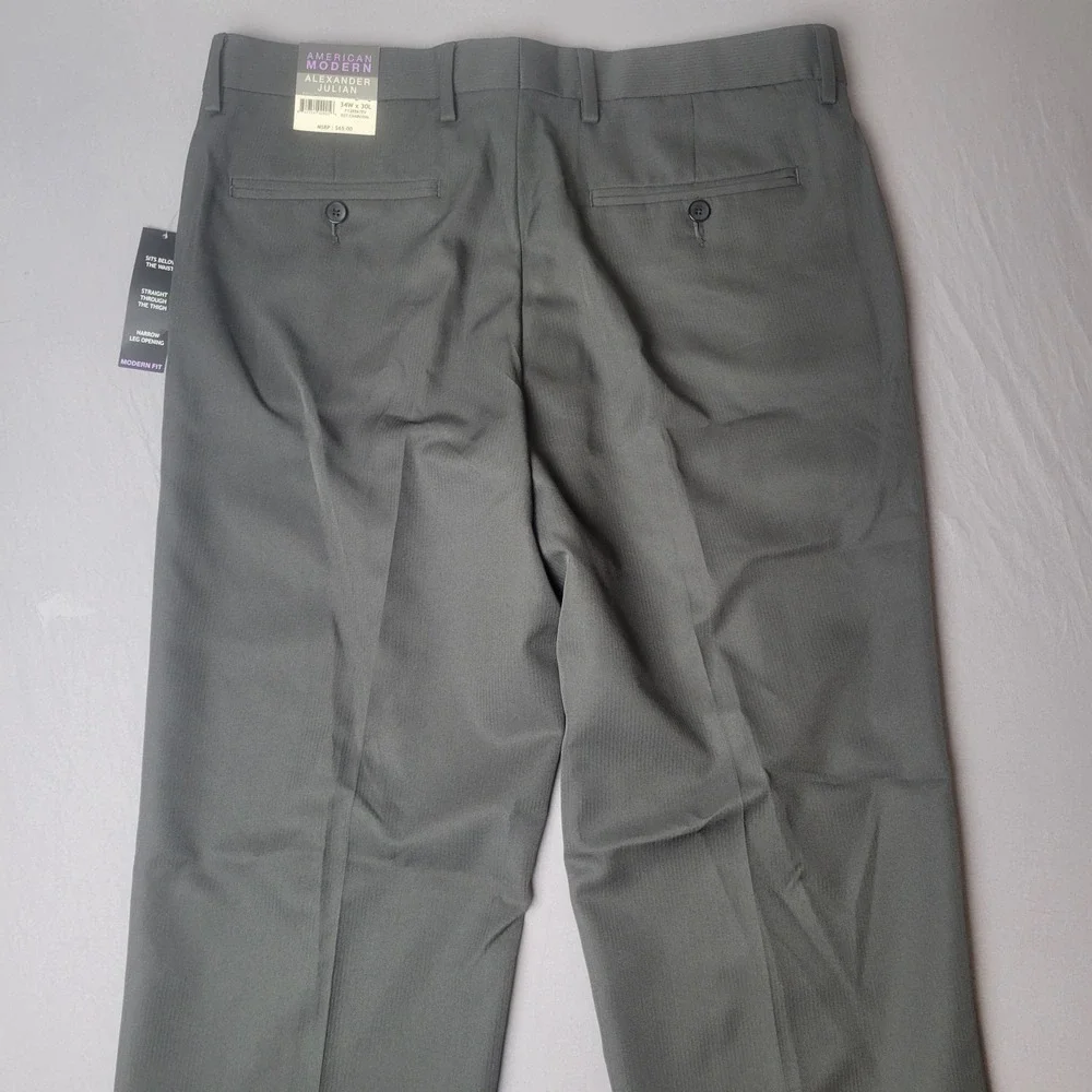 Alexander Julian American Modern Men's Pants 34x30 Charcoal Dress Slacks Trouser